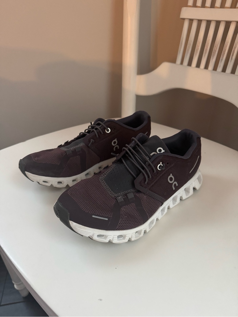 On Running Women's Sneakers in Dark Burgundy and White